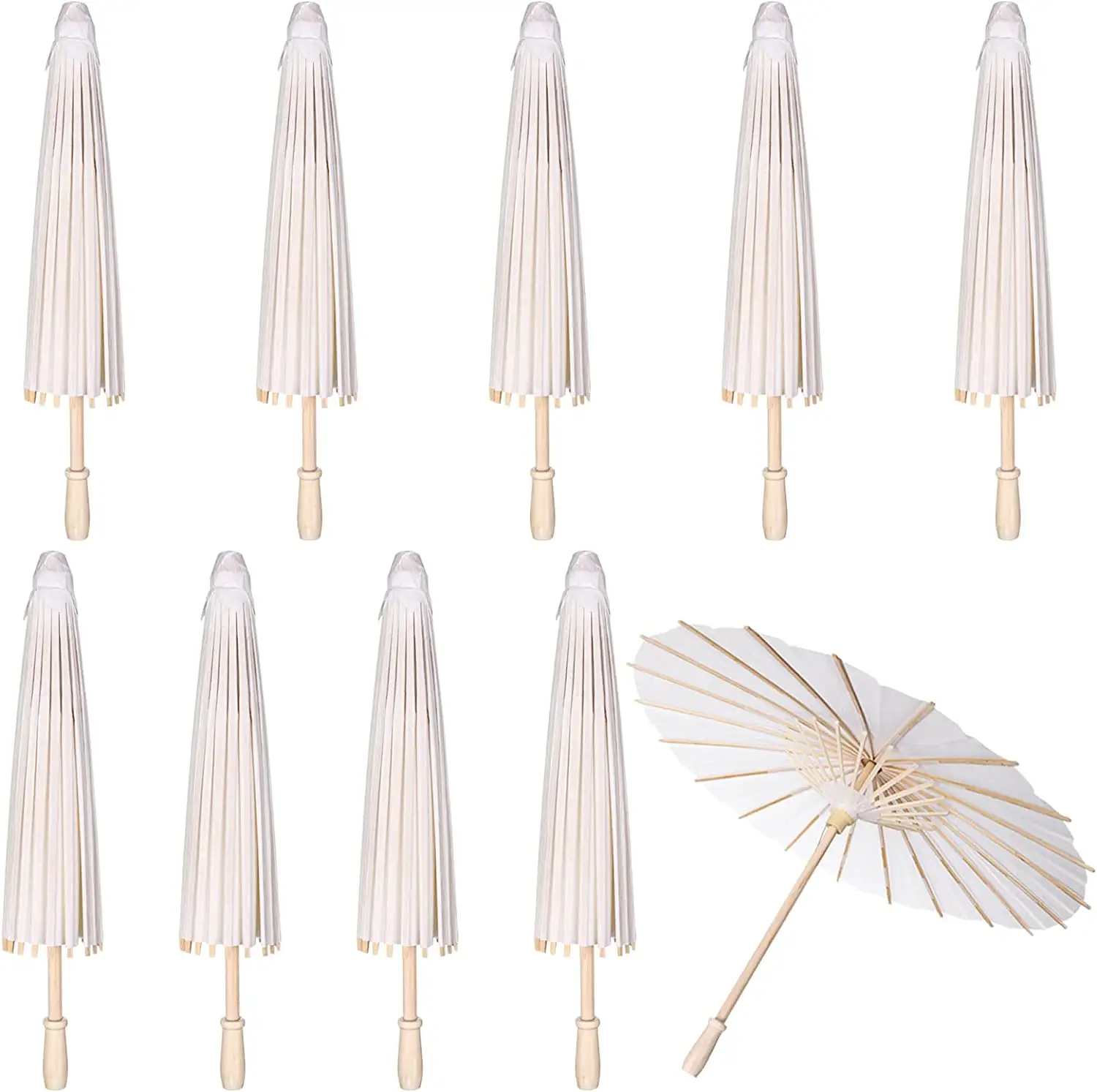 Paper Umbrella Decor Classic White Color DIY Paper Umbrella Parasol Small White Parasol Paper Umbrellas for Crafts Decorations