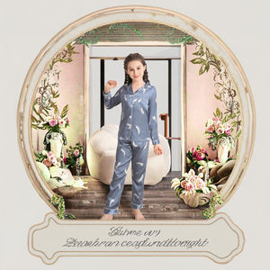 Elegante Pijama de Seda Estampada, Conjunto de Dos Piezas para Dormir, Ropa de Dormir de Manga Larga con Botones, Ropa de Casa Femenina a la Moda - Product Image 2