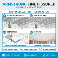 Armstrong FINE FISSURED offre une surface non directionnelle et constitue une solution économique pour l'absorption acoustique de classe C.