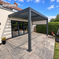 Pergola bioclimatique en aluminium motorisée avec lames orientables, auvent de jardin avec télécommande pour terrasse et patio