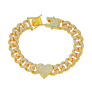 สร้อยข้อมือแบบ Cuban Link ชุบทอง ประดับเพชรซิร์คอน สไตล์ฮิปฮอป สำหรับทุกเพศ เหมาะสำหรับเป็นของขวัญในงานปาร์ตี้ - Product Image 1