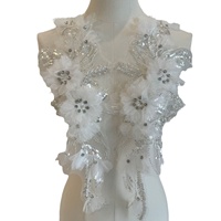 Vente en gros de dentelle 3D, garniture à paillettes, broderie perlée, applique en polyester, décoration pour vêtements, robes, costumes de mariage, accessoires