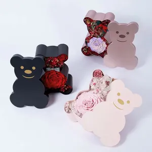 Bear Shaped Cardboard Gift Box with Lid Florist Gifts Packaging Box Flowers Arrangement Home Decor Event Party Centerpiece