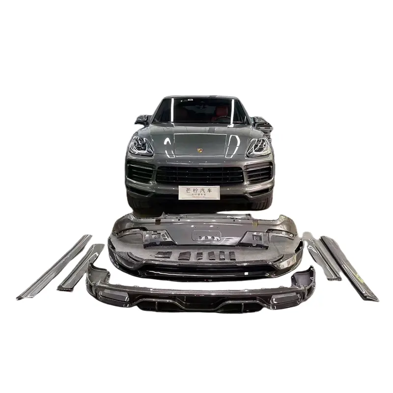 Droge Koolstofvezel Materiaal Voor Porsche Cayenne Takd Stijl Body Kit Voor Lip Achter Lip Side Rokken Top Spoiler