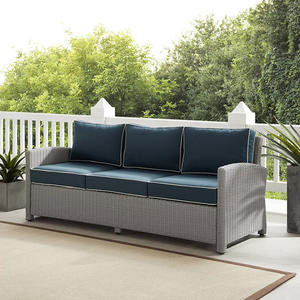 Sofa <span class=keywords><strong>de</strong></span> <span class=keywords><strong>jardin</strong></span> moderne tissé à la main <span class=keywords><strong>en</strong></span> résine grise et osier pour cour patio mobilier d'extérieur avec coussin <span class=keywords><strong>de</strong></span> siège - Product Image 5