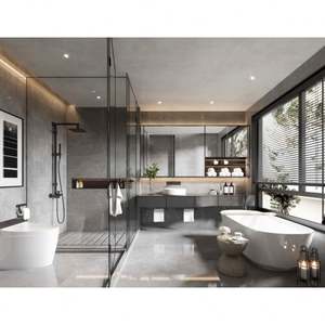 Mueble de Baño Flotante de Mármol Personalizado para Hotel, Muebles de Baño Modernos de Lujo, Mueble de Baño Flotante de Pared - Product Image 2