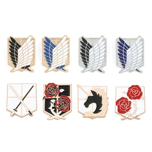 8 Designs Anime Logo Chapeau Broche Dessin Animé Attaque sur Titan Métal Émail Collier Broche Pins - Product Image 4