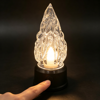 Bougie LED sans flamme à piles, lampe à lumière blanche chaude vacillante en forme de flamme de cristal, décoration de table