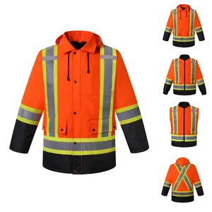 3 in 1 reflective white vest & jacket work coat waterproof