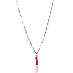 Collar con colgante Amy Amy Fashion, chapado en plata, resina, color rojo chile, joyería diaria para mujer, regalo, cadena de serpiente C3016 - Product Image 3