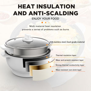 Dreepor หม้อก๋วยเตี๋ยวไฟฟ้าขนาดเล็กพกพาสะดวก, หม้อทำอาหารไฟฟ้าอเนกประสงค์2.4L - Product Image 4