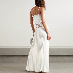 Vestido Maxi Sexy de Verano para Mujer, Estilo Casual, con Tirantes Finos, Pliegues, Abertura Lateral y Detalle de Trenzas, Color Blanco, OEM - Product Image 5