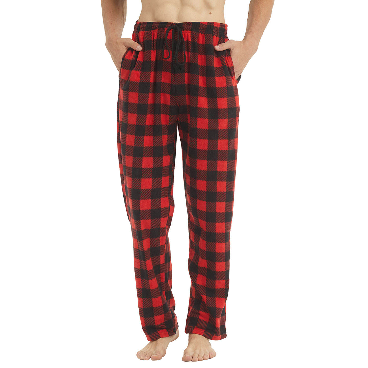Men's Plaid Pajama Pants Pj Microfleece Pajama Lounge/pants Set Sleepwear Pjs With Pockets 