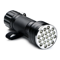 Lampe torche UV QXMOVING en alliage d'aluminium, 3 piles AAA, 21 LED 395nm, lumière noire ultraviolette pour détecteur d'ongles