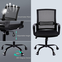 Chaise de bureau ergonomique pivotante à dossier bas en maille, idéale pour les managers, à prix abordable