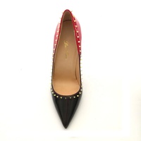 Escarpins pour femmes à talon haut, style D'Orsay, nouveau design, semelle rouge, clous noirs, respirants, à enfiler, vente en gros