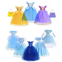 Deluxe-Inspirierte Blaue Schmetterlinge Prinzessinnen-Kollektion Puffärmel Pailletten Fantasie-Verkleidung Cendrillon-Kleid TV- & Film-Kostüme