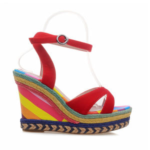 WETKISS OEM 2021 Color Arco Iris zapatos de mujer Sandalias de correa de tobillo zapatos de tacón de cuña para mujer Sandalias de verano <span class=keywords><strong>alpargatas</strong></span> en sandalias - Product Image 1