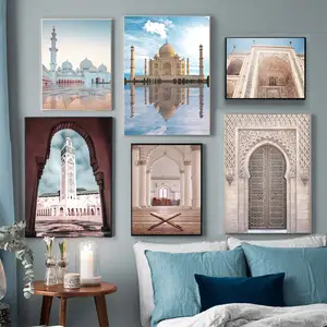 Home Decor Muslim Building Landscape Canvas Painting Poster Print Allah Religion Mosque Pictures temple mosque islamic wall art