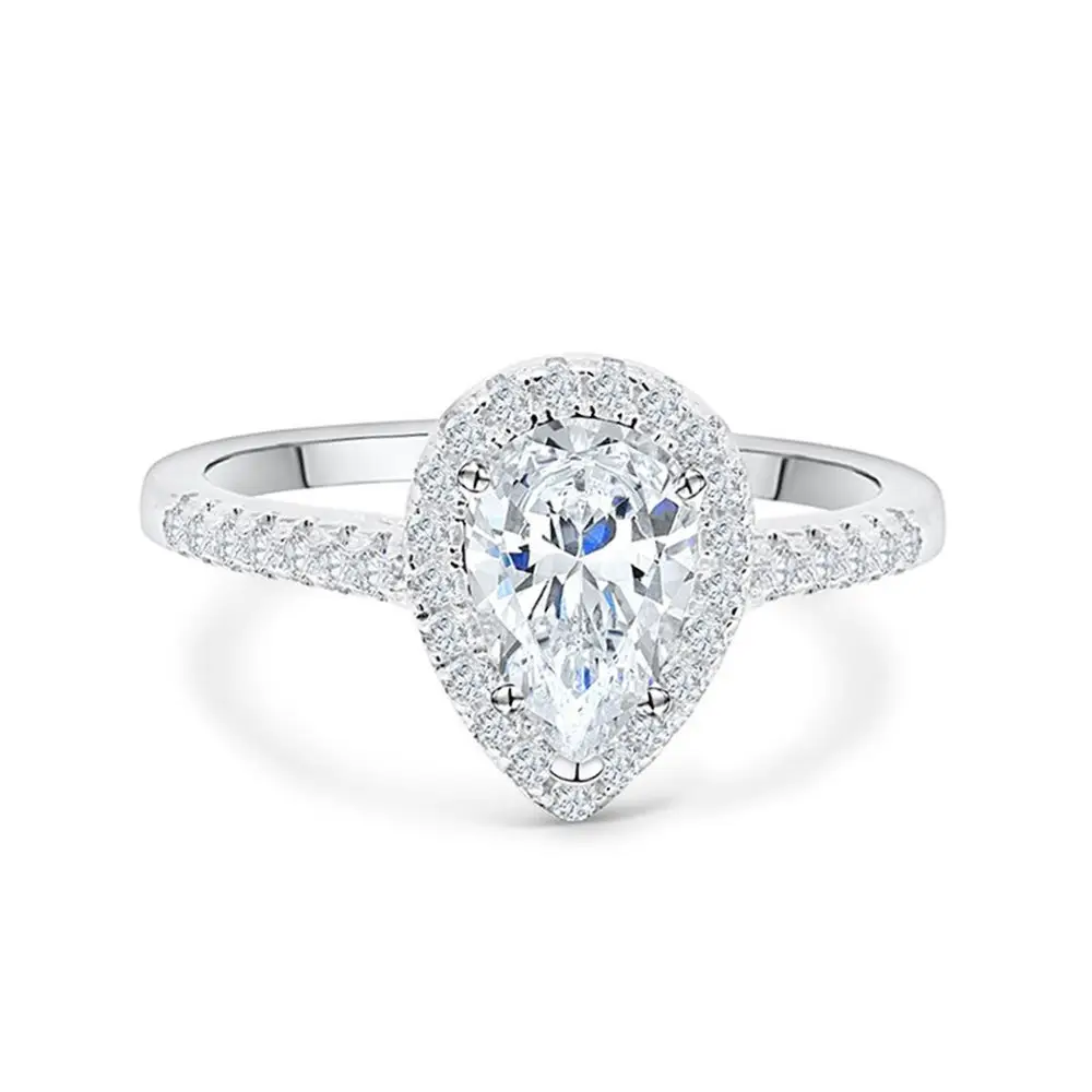 MEDBOO Modern Jewelry 10K White Gold 1.5ct Jewellery Pear Cut Shape White Moissanite Diamond Engagement Wedding Ring For Women