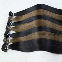 Extensions de cheveux humains vierges Remy de qualité supérieure, cuticules alignées, noir, brun, blond, pointe en kératine, cheveux plats