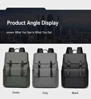 Tas Ransel Laptop Anti Air PU Logo Kustom Desain Flap Kapasitas Besar Ringan Tahan Lama Unisex untuk Bisnis dan Perjalanan
