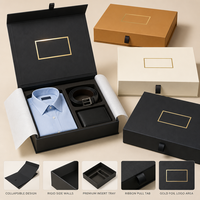 Scatola Pieghevole per Confezioni di Abbigliamento, Set Regalo Camicia Cintura Portafoglio, Vassoio Interno con Nastro Magnetico