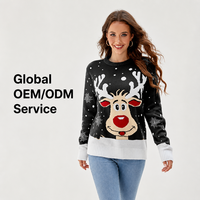 Pull de Noël en tricot jacquard 3D motif renne, unisexe, confortable, pour les fêtes d'hiver, service personnalisé direct usine