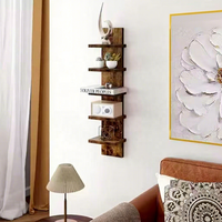 Étagère de rangement multi-niveaux en bois, étagère décorative pour salon et chambre à coucher, porte-revues en bois, organisation pratique des objets