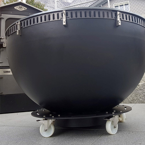 Barbecue en acier corten avec plancha circulaire Barbecue extérieur à charbon de bois - Product Image 2