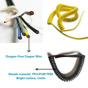 OEM Factory Coiled Connector Electrical Cable Spiral Cable Wire Black Power Cord Spiral Cable 8 White