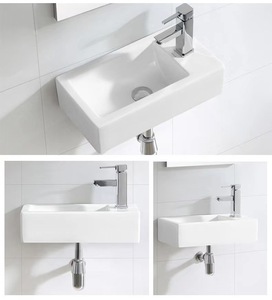 <span class=keywords><strong>Lavabo</strong></span> Rettangolare Moderno Sospeso a Parete con Foro Singolo, Lavandino da <span class=keywords><strong>Bagno</strong></span> in Ceramica di Piccole <span class=keywords><strong>Dimensioni</strong></span> per Lavaggio Mani - Product Image 5