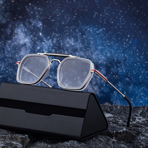 Lunettes de soleil Thom Browne à monture carrée pour hommes, protection UV400, monture en métal noir et plastique, pare-soleil de classe 2 LY-98426 - Product Image 5