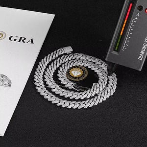 Chaîne cubaine de créateur en Moissanite VVS1 certifiée GRA, en Vermeil Or 18K et Argent 925, sertie clos, personnalisée, style Hip Hop, avec testeur - Product Image 4