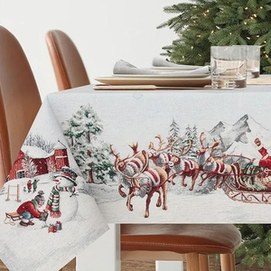 Giáng Sinh Ribbon Khăn Trải Bàn 60x126 ''Hình Chữ Nhật Nhiệm Vụ Nặng Nề Vải Stain Bằng Chứng Thu Hoạch Kỳ Nghỉ Mùa Thu Bữa Ăn Tối Bảng Vải - Product Image 4