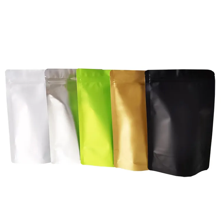 15x22cm venta al por mayor mate negro blanco Oro Verde Color Stand Up Doypack bolsas Zip Lock grado alimenticio metalizado Stand Up bolsa