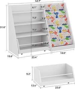 Estantería portátil moderna para niños y Banco organizador de almacenamiento de juguetes para muebles del hogar y lectura - Product Image 3
