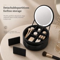 Sac de maquillage en cuir personnalisé avec miroir LED, grande capacité, sac cosmétique portable, nouveau design, miroir de voyage en gros