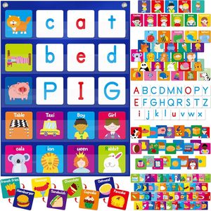 แผนภูมิแบบพกพา 156 แฟลชการ์ด คำศัพท์ CVC คำศัพท์พื้นฐาน ตัวอักษร เกมฝึกทักษะการอ่านออกเสียง สำหรับเด็กอายุ 4-6 ปี - Product Image 1