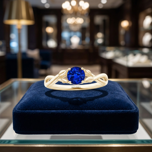 Anillo de Compromiso Solitario de Lujo con Zafiro, Engaste de Garra, Chapado en Rodio, para Mujer, Oro de 10K, 14K, 18K, Plata 925, 935 - Product Image 1