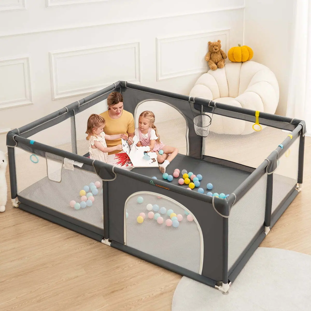 ポータブルキッズケージベイビースクエアプレイヤードプレイペンクリーピング折りたたみマットCorralitos De Bebe Playpen for Baby Kids