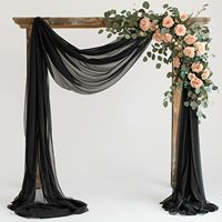 Dekorasi Pernikahan Kain Chiffon Hitam Ukuran Sesuai Pesanan, Tirai Transparan untuk Latar Belakang Upacara Pernikahan, Dekorasi Pesta Luar Ruangan