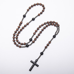 <span class=keywords><strong>Rosario</strong></span>, Collar Espiritual para Oración, Meditación y Protección con Colgante de Cruz, Hecho a Mano con Cuentas de Madera, Cadena Larga - Product Image 6
