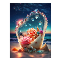 Kit de Peinture Diamant AB Diamond Fairy Dust Décoration Coquillage et Bouteille Fleur pour Intérieur Maison ASF2789