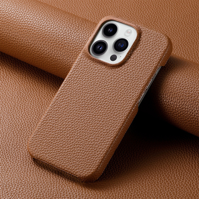 Luxury Litchi Grain Leather Case for iPhone 17 16 15 13 14 Pro Max 12 11 Pro XS Max XR 8 7 Plus SE 4 2024 Slim Phone Back Cover