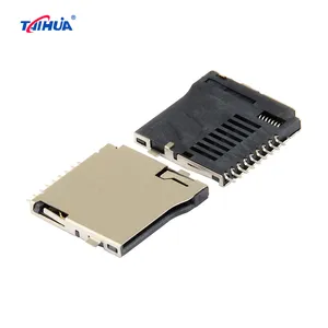 Conector de cartão de memória, micro sd tipo push-push tf tomada 9p = 1.85mm conector de cartão micro sd