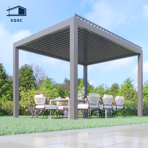 Gazebo Moderno de Luxo com Motor Elétrico em Alumínio para Exterior, Pérgolas com Lâminas Ajustáveis, Pavilhão de Jardim com Toldo - Product Image 2