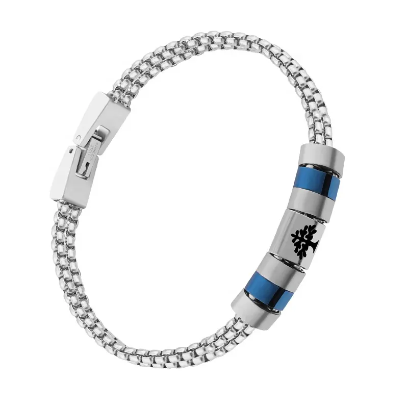 Nova pulseira personalizada de esmalte, joias com padrão pulseira masculina de aço inoxidável