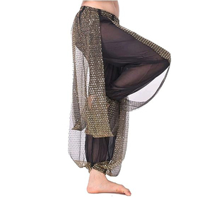 Pantalones Bombachos de Danza del Vientre de Chifón, Pantalones Árabes de Halloween con Lentejuelas Brillantes, Pantalones de Fantasía <span class=keywords><strong>para</strong></span> Bailarinas - Product Image 1