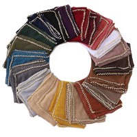 Nouvelle mode foulard musulman avec perles dorées ornées de perles perlées à la main en mousseline de soie voile Hijab 2025